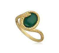Anello A Serpente Intrecciato In Calcedonio Verde Tinto ECFEW™