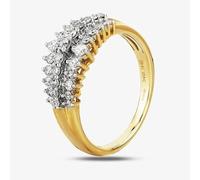 Anello a tre file in oro giallo 9 kt con artiglio di diamanti 0,50 ct...
