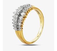Anello a tre file in oro giallo 9 kt con artiglio di diamanti 0,50 ct TH011776R