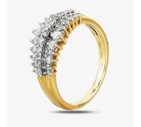 Anello a tre file in oro giallo 9 kt con artiglio di diamanti 0,50 ct TH011776R