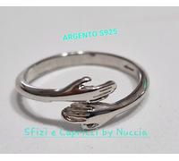 Anello Abbraccio In ARGENTO S925 Santa Rita Regolabile Preghiera