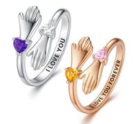 Anello Abbraccio in Argento Sterling con Incisione Personalizzata - Anello Madre Figlia - Simbolo di Amore e Protezione 'Per Mia Figlia' - Anello Mani che si Abbracciano con Inciso Personalizzato