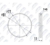 ANELLO ABS PER AUDI VOLKSWAGEN SEAT SKODA 45 T 81 MM / 77 MM / 11 MM