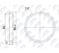 ANELLO ABS PER CHRYSLER 47 DENTI 95,5 MM / 84 MM / 12 MM