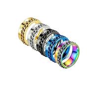 Anello Acciaio Chirurgico, Anello D'Ansia da 8 Mm con Catena da Motociclista Girevole E Numeri Romani Set 5 Colori Taglia 15