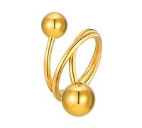 Anello Acciaio Inossidabile Donna Oro, Anelli Nuziale Sfalsati A Tre Strati e Palline Gioielli Misura 17