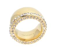 Anello Acciaio Inox Massiccio Brillante Oro Rosa Argento 14 MM Ampio Zirconia