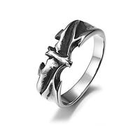 Anello Acciaio Uomo Inossidabile, Anelli Gothic Anello A Fasce con Motivo Pipistrello in Stile Gotico Punk Taglia 22