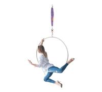Anello ad aria 95 cm - Aerial Hoop per yoga e acrobatica con giunto girevole e moschettone, anello in acciaio inox, snodo girevole a 360°, anello rotondo e 3 moschettoni a vite (25 kN), ideale per