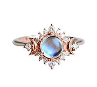 Anello Al Naso Calibro 22 Sole Il mio anniversario Anelli Vita Moda nei regali Anelli da donna Luna Luna e anelli Stelle Fidanzamento Matrimonio Misuratori Di Anelli per Anelli Sciolti (Rose Gold, 6)