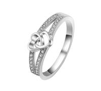 Anello alla moda color argento semplice dolce romantico regalo per amanti a forma di croce amore anello da donna anello decorativo per fidanzamento cerimonia (M)