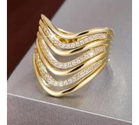 Anello alla moda e lussuoso multistrato con zircone sintetico lucido, un classico accessorio per feste da donna, matrimoni, San Valentino, regalo per lei