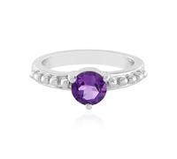 Anello ametista Cavill 0,70 ct tondo in argento 925 motivo perle viola da don...
