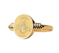 Anello Amor Fati in argento sterling 925 | Anello placcato in oro | Anello con sigillo ovale 13x11 mm | Misura della fascia US 5-12,5 Avelaibal | LKDR_0337