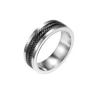 Anello, Anelli Neri Acciaio Inossidabile Taglia 25 7mm Spinner a Forma di Grano Personalized Regalo per Migliore Amico Engagement Gioielli
