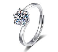 Anello anello di promessa in argento sterling, 925 solitario vintage moissanite semplice elegante anello nuziale