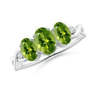 Anello ANGARA 1,85 ct peridoto ovale tre pietre incrociate in oro massiccio...