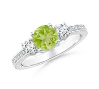 Anello ANGARA naturale 1,26 ct tre pietre peridoto e diamanti in oro...