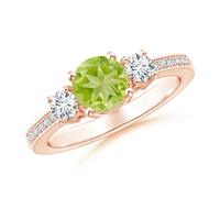 Anello ANGARA naturale 1,26 ct tre pietre peridoto e diamanti in oro...