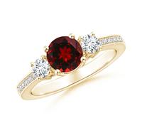 Anello ANGARA naturale 1,31 ct tre pietre granato e diamanti in oro...