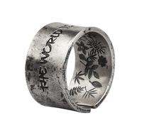 Anello Anno della Tigre in Argento Sterling 925 - Anello 'Il Mondo è una Giungla' per Uomini, Anello Aperto Regolabile Unico, Anello Statement per Abbigliamento Casual Streetwear(Silver,7-8)