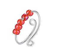 Anello anti-ansia, perline multicolori girevoli Anello a spirale regolabile Sollievo dallo stress, giocattolo da donna Decompressione Anello da dito Giocattolo Coppia regalo Rosso