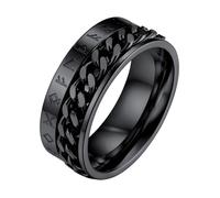Anello anti stress da uomo 64 nero,Anelli vichinghi in acciaio inossidabile,Gioielli anello girevole,Regalo per ragazzi, 64, Metallo, Nessuna pietra preziosa