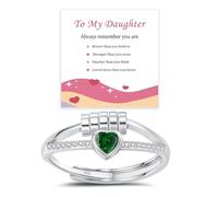 Anello antistress a forma di cuore in argento Sterling/placcato oro per figlia, anello regolabile per ansia con zirconia cubica, regalo per mamma e papà per compleanno Natale, Misura unica, Pietra
