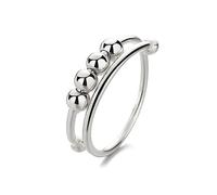 Anello Antistress in Argento 925, Anello Contro L'Ansia Regolabile con Perline, Rotante e Sottile - Regalo per Uomo, Donna, Ragazza, Figlia, Mamma e Moglie, Unisex.