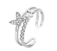 Anello Aperto 1X Anello da Donna con Diamanti Diamante Regolabile Anello di Cerimonia Nuziale Accessori per Gioielli da Donna Regalo d'Amore Argento Portatile e utileDurability