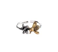 Anello aperto a forma di ape, semplice e tridimensionale a forma di ape, accessorio da donna elegante, Acciaio inossidabile, Nessuna pietra preziosa