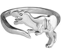 Anello aperto a forma di dinosauro Anello in materiale di rame Anello in argento Semplice anello di dinosauri adorabili Regali di gioielli per le donne Bello e attraente