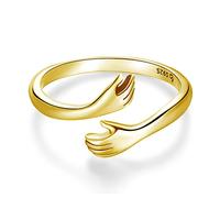 Anello aperto con mani che abbracciano argento sterling 925 Gioielli placcati in oro Anelli con mani che abbracciano