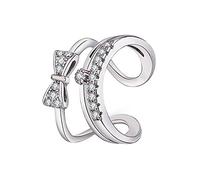 Anello aperto da donna con nodo a farfalla e diamante, misura regolabile, accessorio regalo d'amore, pratico e professionale