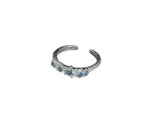 Anello aperto da donna in argento Sterling con zircone blu oceano -J0644