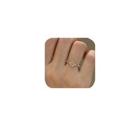 Anello aperto da donna, regolabile, con pietra di luna dorata, stile retrò, con zirconia cubica, per matrimoni, cocktail e feste