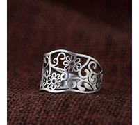 Anello Aperto In Argento Sterling 925,Vintage Donna Regolabile 925 Anelli In Argento Sterling Etnico Scava Fuori Filigrana Mestiere Fiore Fine Unico Nocca Anello Largo Per Gli Uomini Eternità Matri