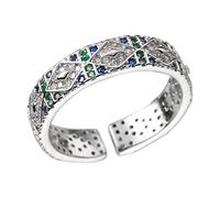 Anello aperto in argento sterling femminile con zircone cubico, anello per gli occhi angeli, gioielli da sposa femminile