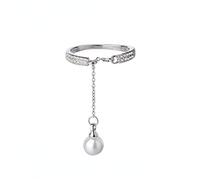 Anello aperto per le donne in argento sterling, ciondolo di collegamento a catena a sfera, semplice per i gioielli da donna