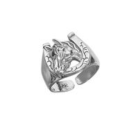 Anello aperto personalizzato a forma di testa di cavallo da uomo retrò alla moda ferro di cavallo punk nocca medio comfort fit fascia per dita a forma di U anelli alla moda regalo di compleanno San