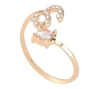 Anello Aperto Regolabile 26 Lettere in Lega con Pietre Decorative Oro