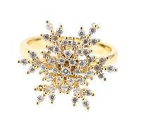 Anello aperto regolabile da Snowflake per donne Sparkling Zirconia Dichiarazione di gioielli per matrimoni feste e indossare quotidianamente un design a rotazione unica con dimensionamento flessibile