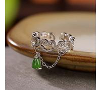 Anello Aperto Regolabile Retrò Da Donna - Diaspro Di Giada Di Hetian Ruyi Catena Goccia D'Acqua Anello Di Fascino Classico Anello Da Dito Di Apertura Gioielli Etnici Per Ragazze Regalo Di C