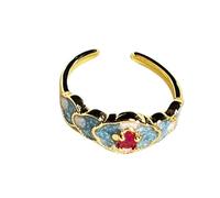 Anello aperto regolabile smaltato vintage con gemma rosa gioielli alla moda per donne amicizia per dichiarazione di moda promessa d'amore costume cocktail party gioielli regalo