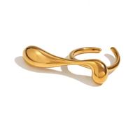 Anello Aperto Unico con Grande Goccia D'acqua per Donne Ragazze Placcato in Oro 18 Carati Lungo a Goccia Geometrico Regolabile Impilabile Fasce Delle Dita Comfort fit Anelli Gioielli Regali (Oro)