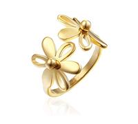 Anello aperto vintage con margherita, in acciaio inox, per donne e ragazze, lucido, confortevole, in filigrana hawaiana, girasoli, regolabile, per promessa di compleanno, vacanze, regalo per la mamma