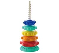 Anello arcobaleno a 6 strati giocattolo stack and spin a 6 strati anello che gira stacker stacker baby arcobaleno torre addominali addominali di plastica senza borring che gira i giocattoli educativi