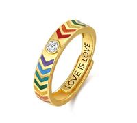 Anello arcobaleno da uomo, in argento sterling 925, LGBT, da uomo, con "Love is Love", regalo per amanti dello stesso sesso (#10), Taglia unica, Argento sterling, Zircone