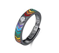 Anello arcobaleno da uomo, in argento sterling 925, LGBT, da uomo, con "Love is Love", regalo per amanti dello stesso sesso (#10), Taglia unica, Argento sterling, Zircone