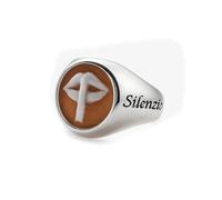 Anello argento 925 rodiato cammeo Silenzio - Saggezza | A meglio parola è chella... | Collezione Parole ’e Core Napoli gioiello artigianale unisex uomo donna
